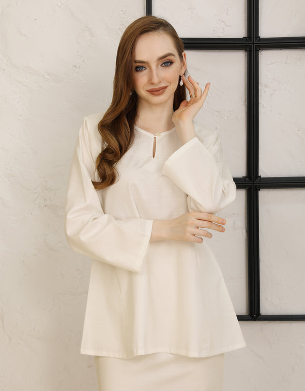 BAJU KURUNG KEDAH PESAK AUDRA (OFF WHITE)